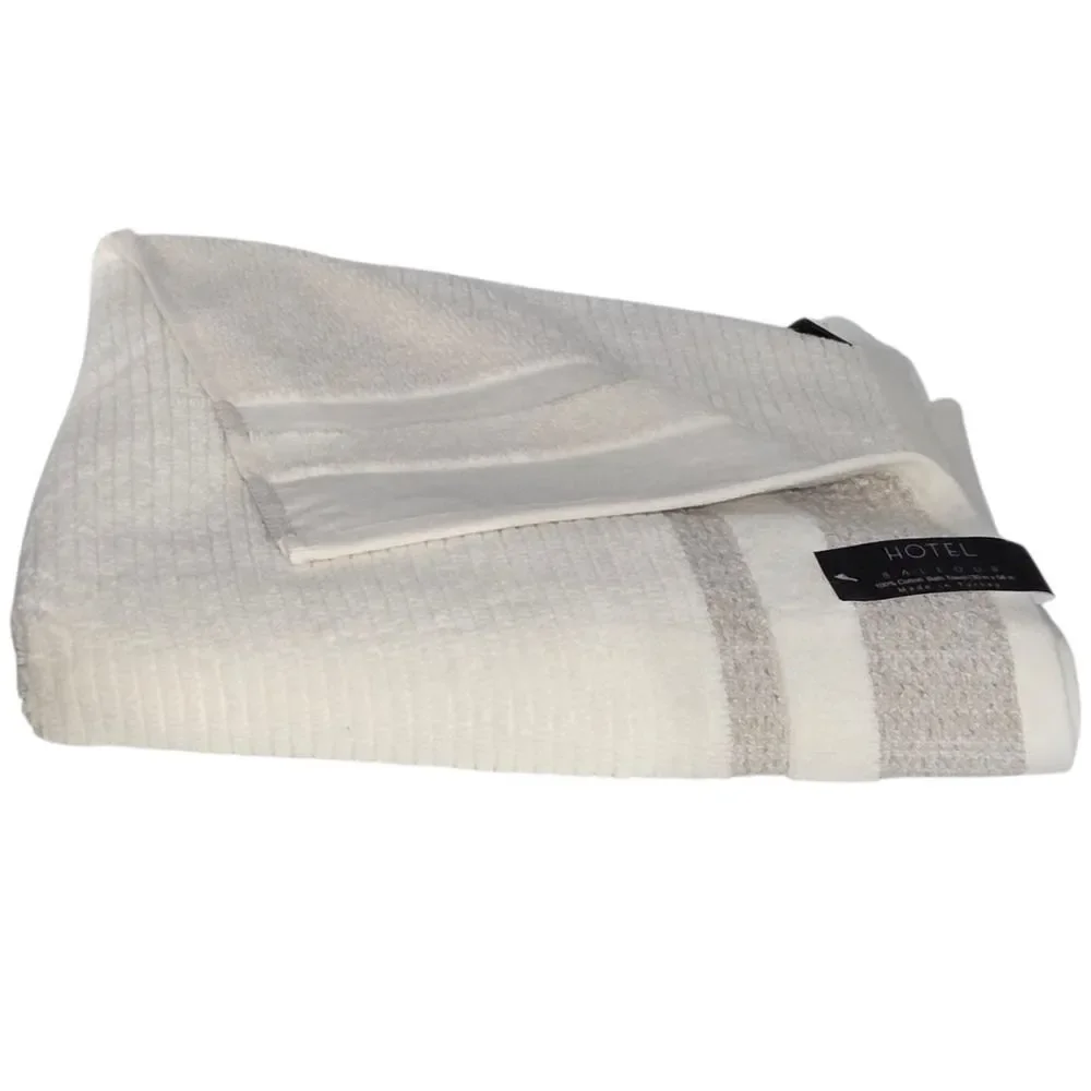 Hotel Balfour 4pc Cream And Taupe Turkish Cotton Towel Set 2 Bath 2 Hand